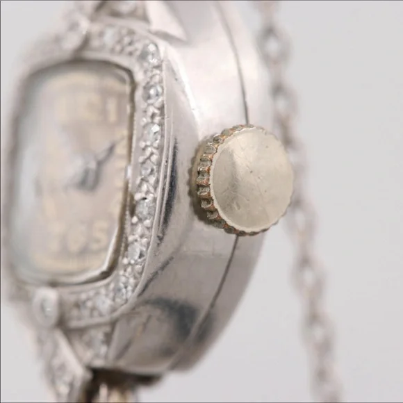 Vintage Luzerne Platinum Diamond Watch, Works